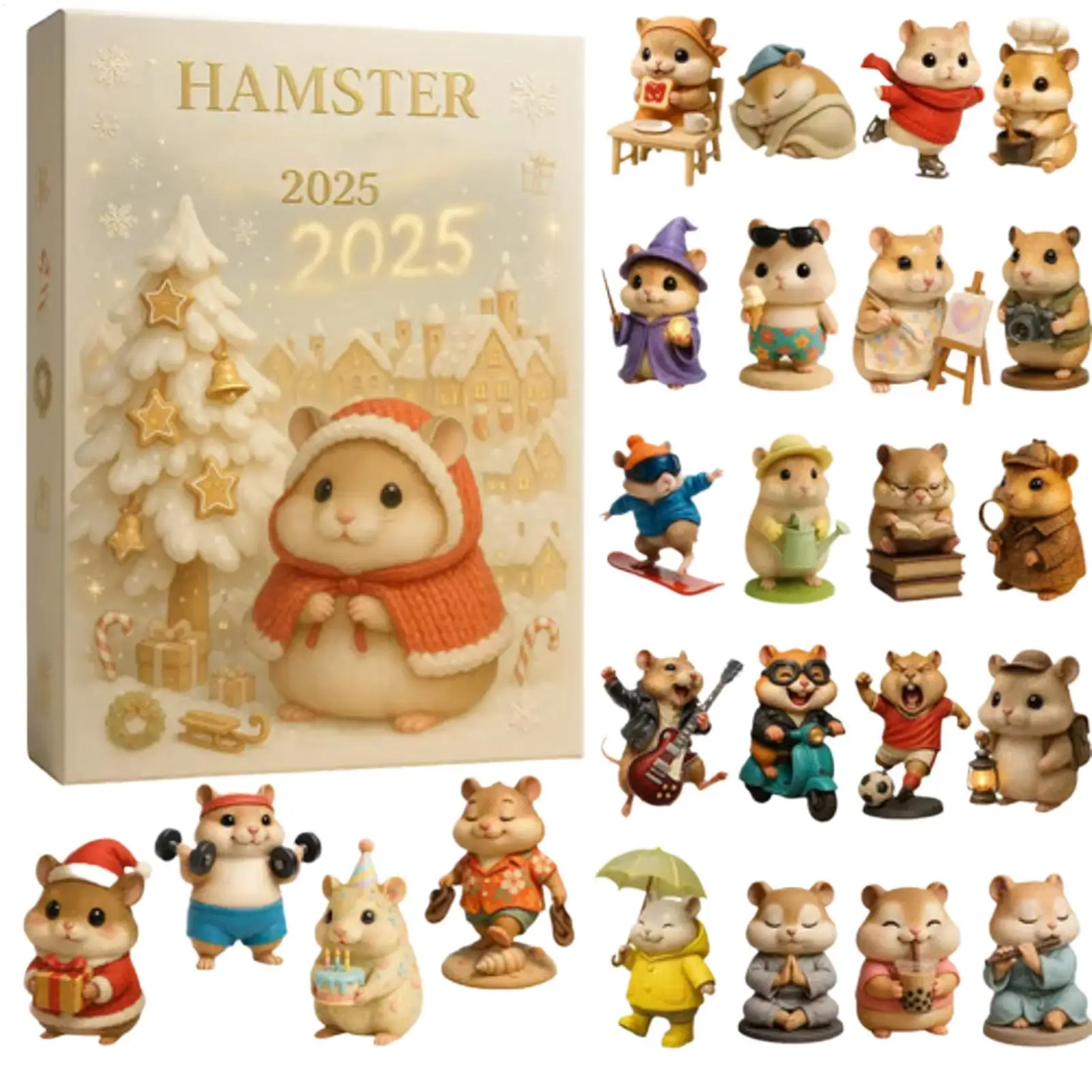 الهامستر تقويم القدوم 2025 24 يوما 2D الاكريليك شجرة عيد الميلاد زخرفة العد التنازلي الديكور للمنزل عطلة حفلة Favors #1