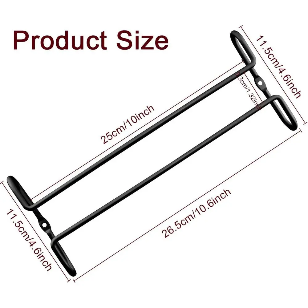 Heavy Duty Metal Stemware Rack 2 Pack, 10.3 Inch Under Cabinet Hanging Wine Glass Holder, Organize Cups, Goblets, Wine Glasses - view 2