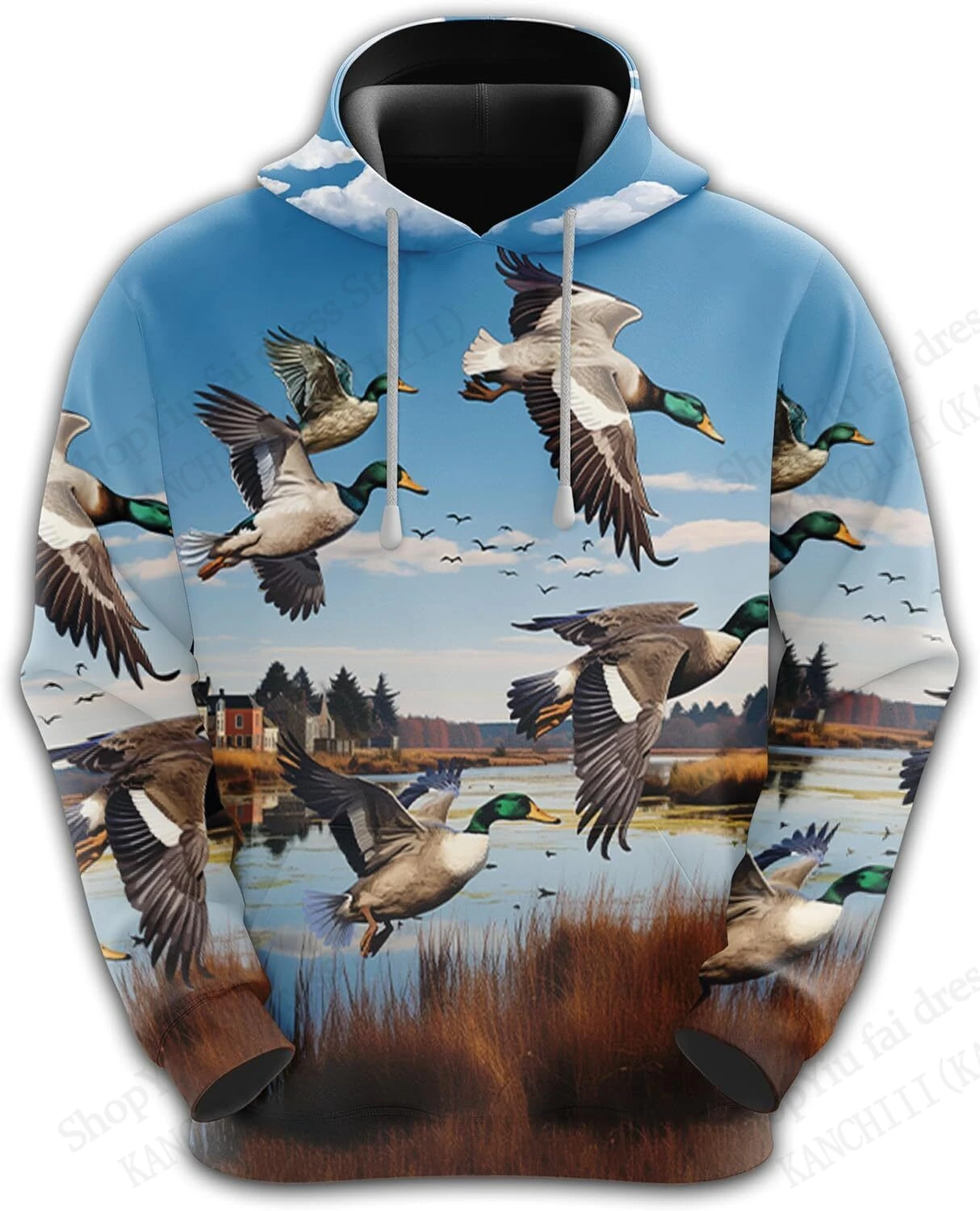 البرية بطة مالارد كامو الصيد الحيوان ثلاثية الأبعاد طباعة هوديس الرجال النساء موضة هوديي البلوز في الهواء الطلق ملابس رياضية هوديي الرجال الملابس