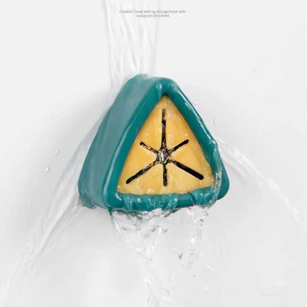 Creative Triangle Towel Holder Bathroom Kitchen Self Adhesive Cloth Plug Wash Cloth Clip Wall Mounted Towel Storage Racks