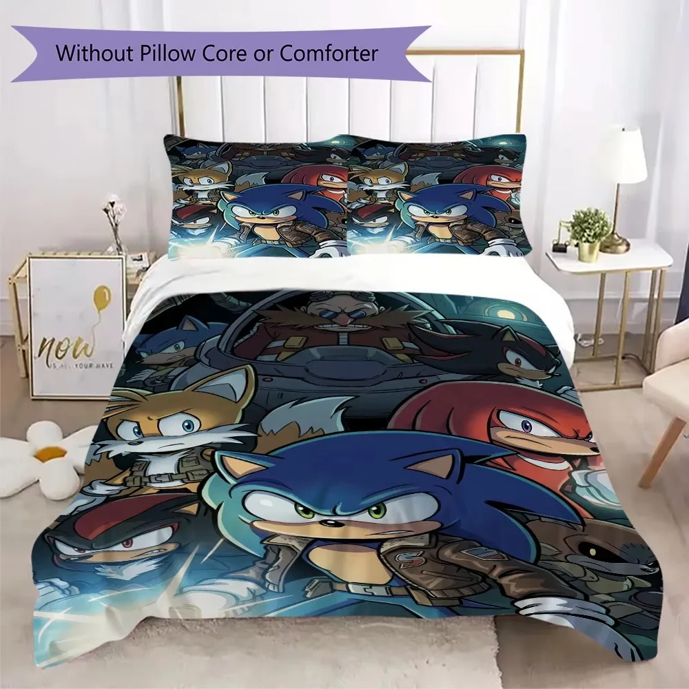 Sonic Hedgehog World Pillowcase & Duvet Cover Set Anime Themed Bedding Decor Ideal Gift for Every Game Fan.-Xin - view 4