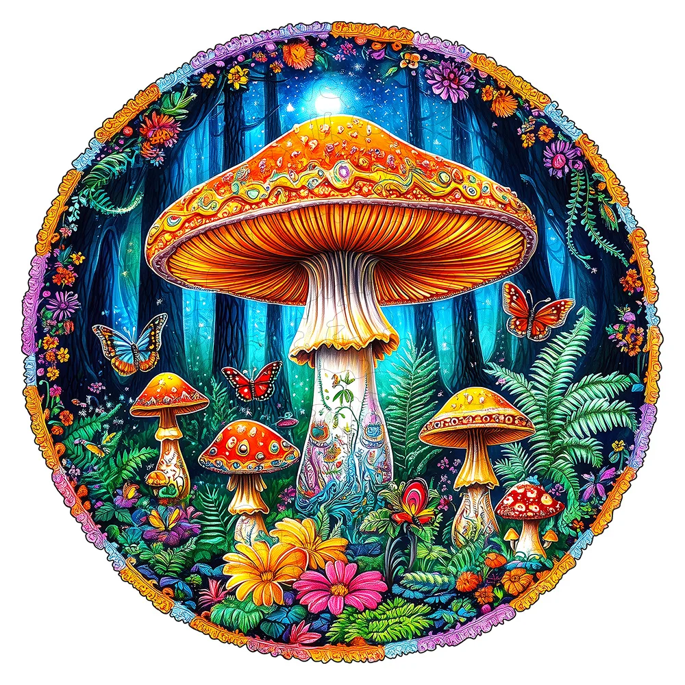 

Nature Plant Puzzles: Impossible Art Puzzle - Hard Challenging Retro Forest Fungi Jigsaw Puzzle as Stunning Home Wall Art