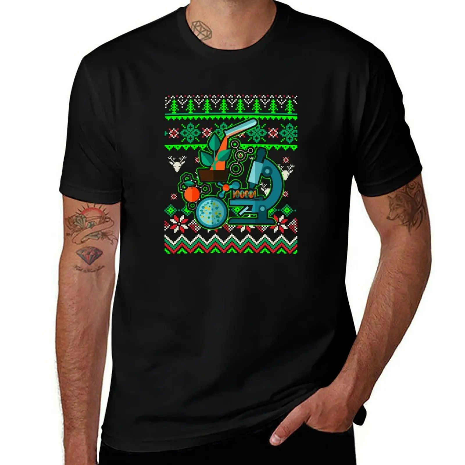 Science Biologist Ugly Christmas Biology T-Shirt Tough Fabric Work Tee T-Shirt