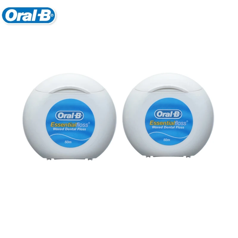 Oral B Waxed Essential Floss Professional Teeth Cleaning Dental Floss Ultra Fine Portable 50m*2 Boxes Ultra Fine Fine Slip Floss