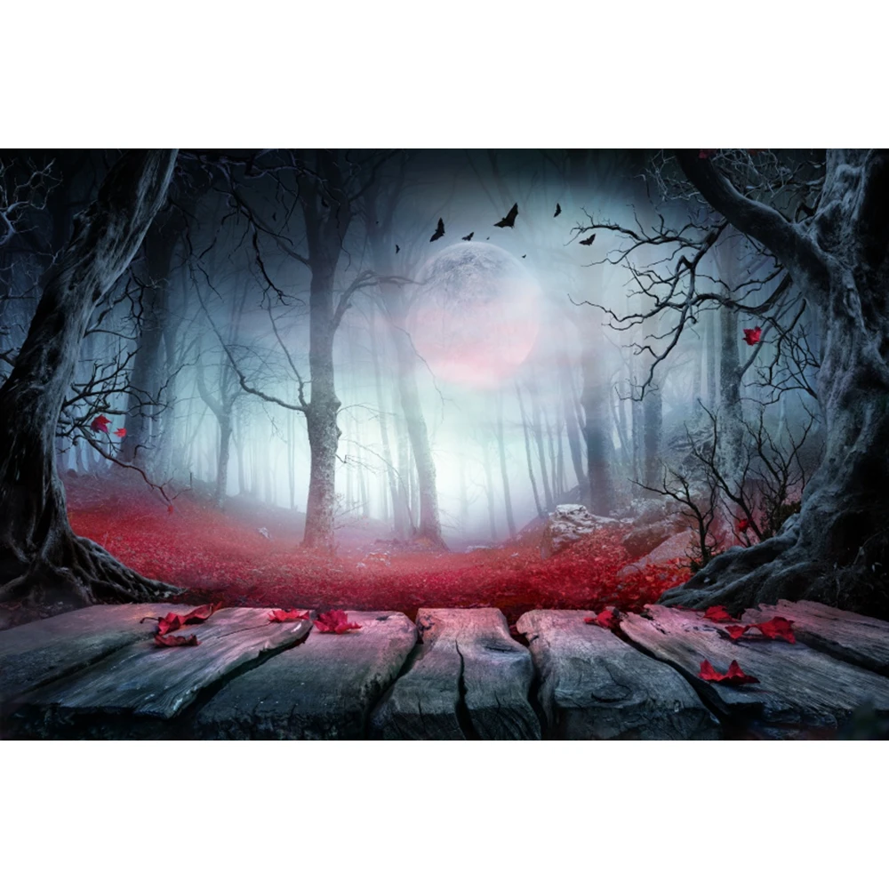 Misty Dark Forest Horror Cemetery Halloween Backdrop Grove Mystery Ghost Themed Kids Adults Portrait Photography Background