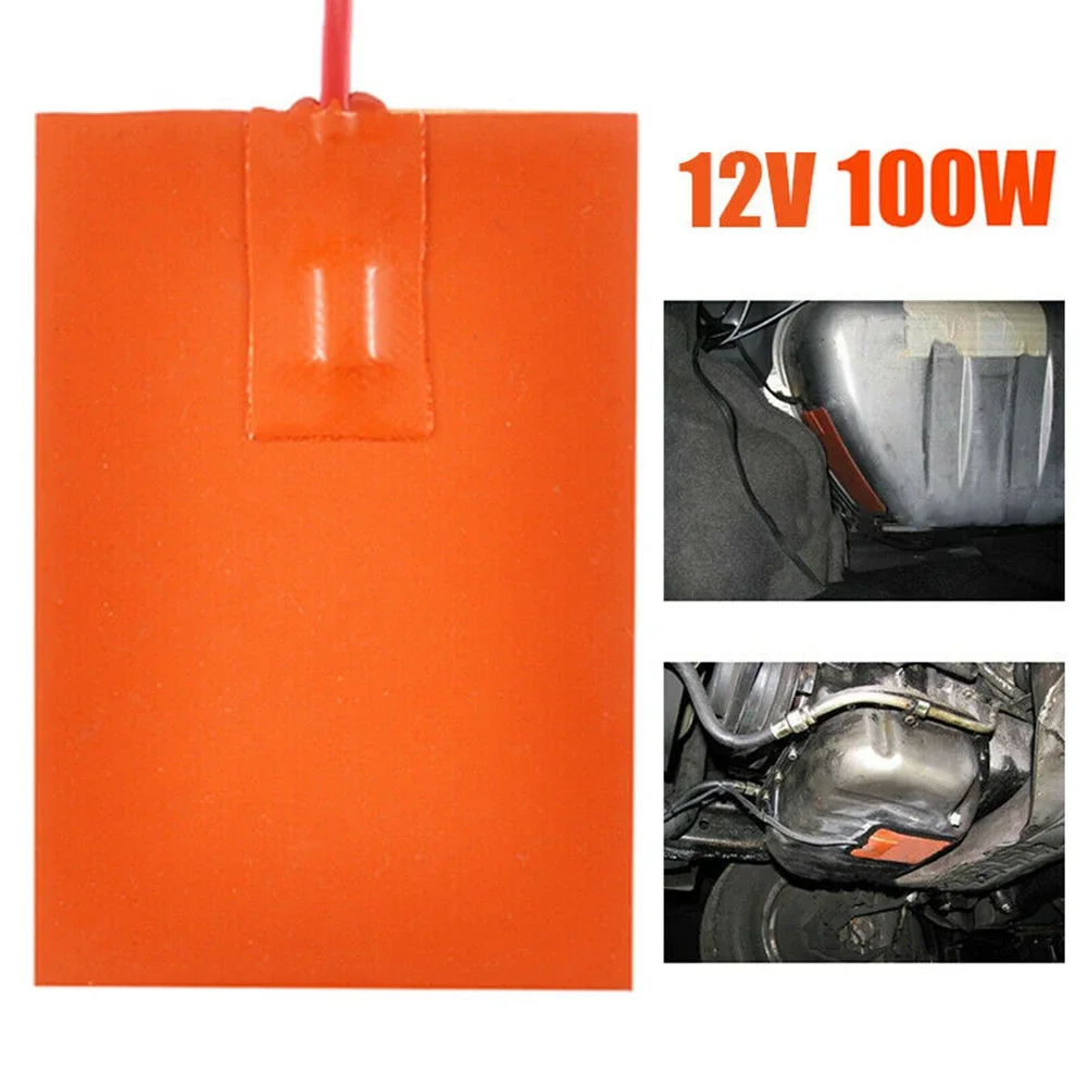 12V 100W Silicone Heater Pad For Engine Block Tanks Oil Pan Heating Plate Mat Pad Heater Oil Acid Resistant Waterproof 9*13cm