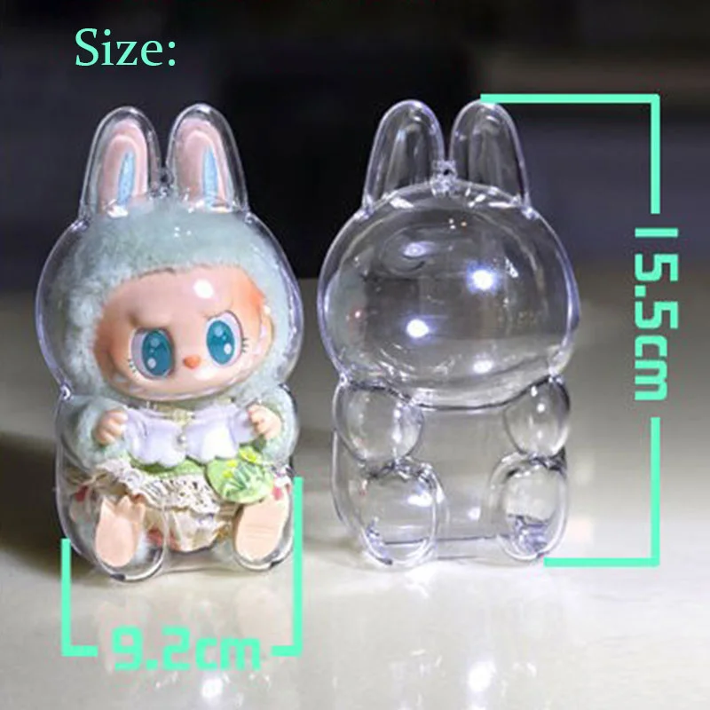 For Labubu Transparent Protective Cover Monster Toy Elf Doll Cover Storage Box Cute Elf Plushie Display Cover for Party Dolls