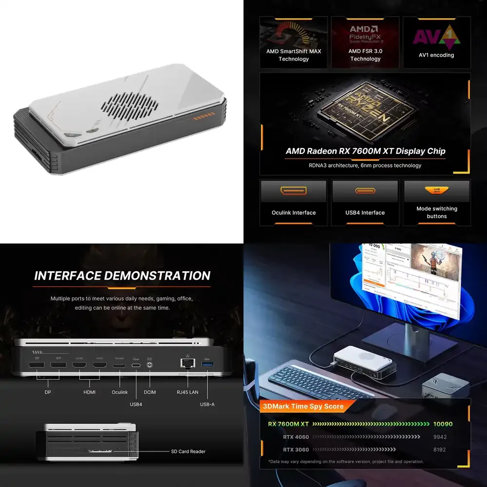 

for BOSGAME GVP7600 for Ultra 7600M XT for 8GB GDDR6 M.2 2280 Oculink 3 Dock Expansion EGPU DDP US Shipping