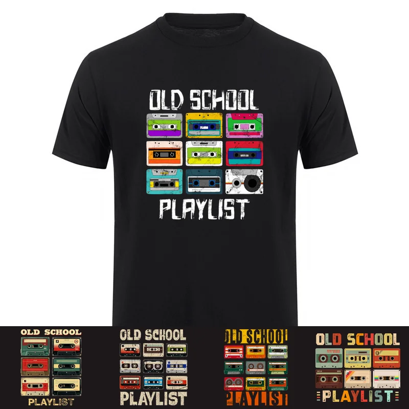 Old School Cassette T-shirt Vintage Cassette Tape Graphic Tee Retro Playlist 80s 90s Audio Lover Gift T Shirts HJ-165