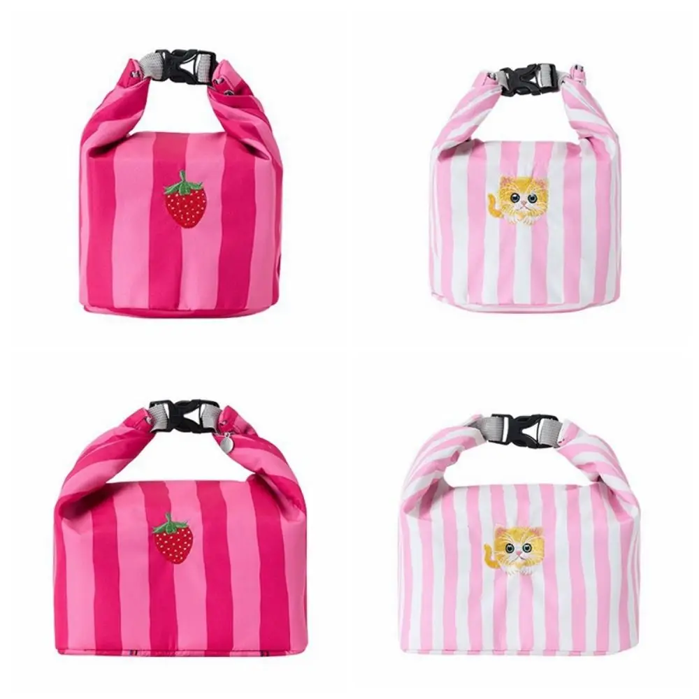 Cat Print Food Storage Handbags Portable Insulated Food Container Bag Oxford Handbag Thicken Thermal Lunch Pouch Outdoor