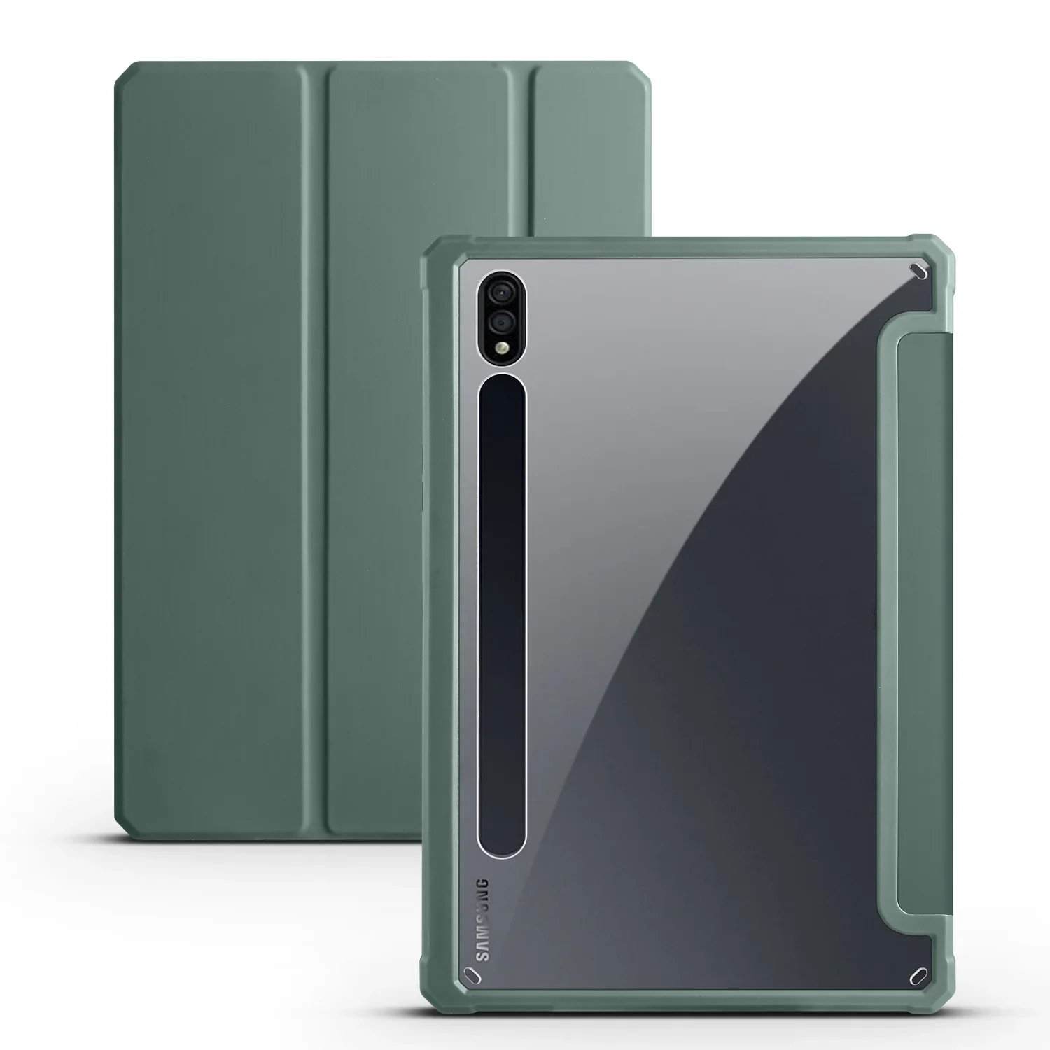

Для Samsung Tab S8 S9 S10 Plus Чехол S7 FE A9 A8 A7 Lite Откидная крышка Прозрачная противоударная подставка Кожаные чехлы для планшетов