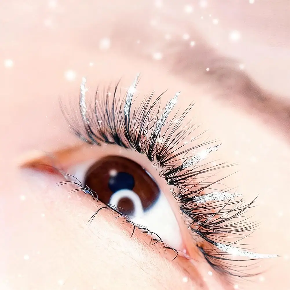 عيد الميلاد بريق الفضة الرموش الصناعية أنيق الفضة الرموش الصناعية بريق لامعة DIY بها بنفسك رمش تمديد ماكياج أداة #2