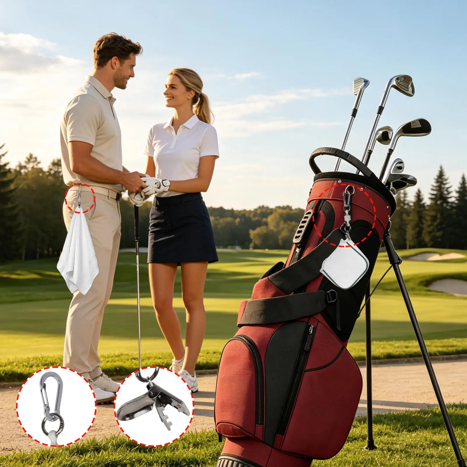 Magnetic Quick Release Golf Holder Metal Carabiner Clip Metal hook buckle rod sleeve fixed buckle towel hanger accessories