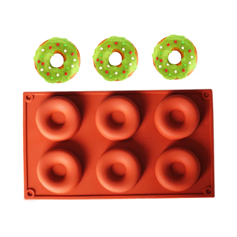 6Even Donut Mousse Cake Silicone Mold BakingdiyCircles Ice Cream Biscuit Noodles Dessert Mold