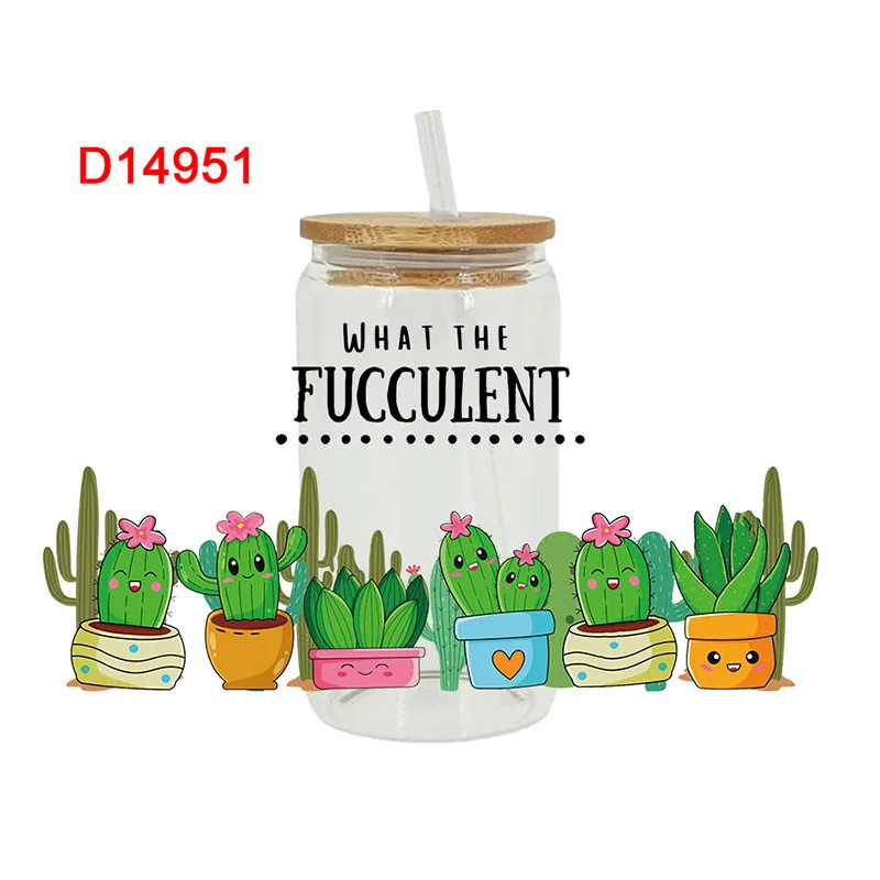 3D UV DTF Transfers Stickers 16oz Cup Wraps Plant Flower Printed For DIY Glass Ceramic Metal Leather Etc. D14826