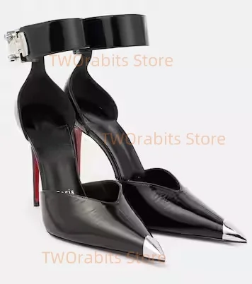 Buckle Strap Sandales Plates Point Toe Sandals Metal Toe Thin Heel Sexy Sandalias De Mujer Designer New in Women Shoes Mules