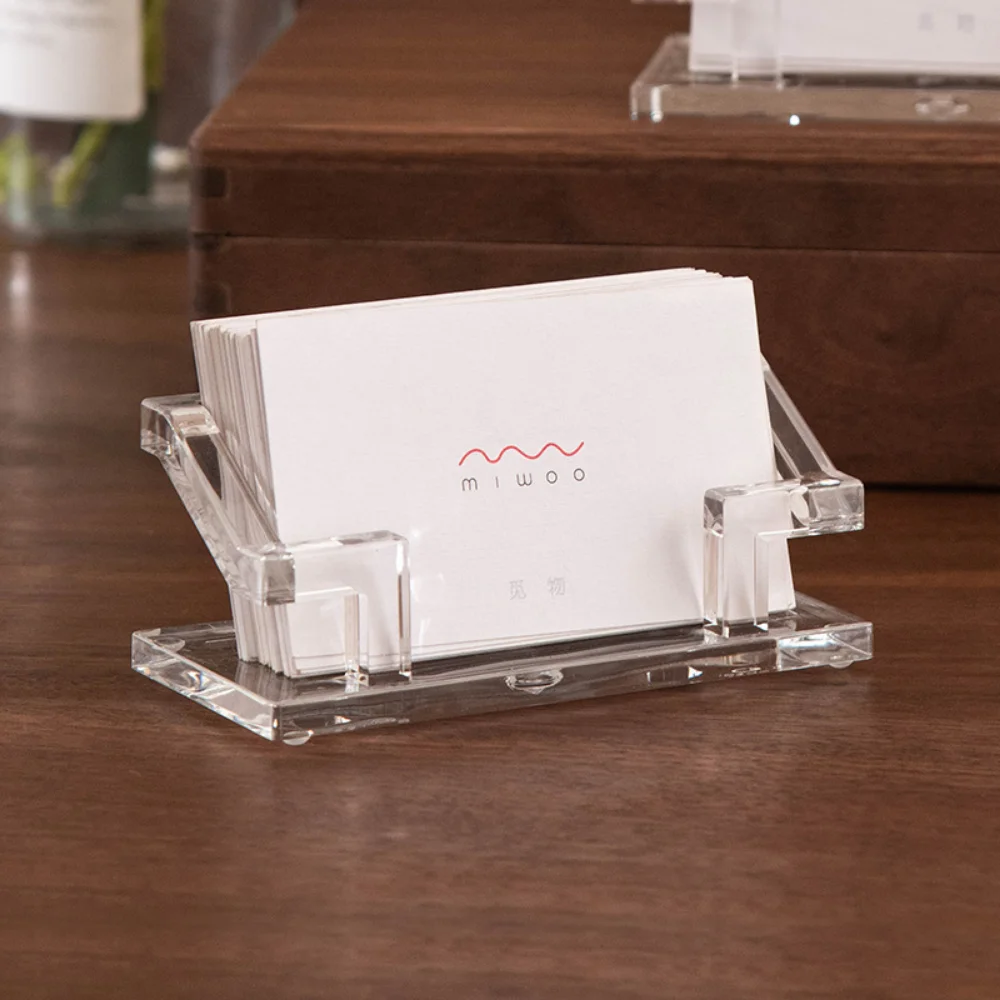 

Transparent Desktop Business Card Display Stand Box Single Layer Special Office Business Cards Holder Desk Shelf Storage Boxes