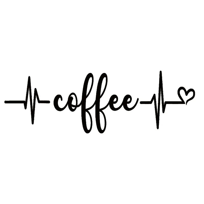 70136# Coffee Heatbeat Line Car Sticker, Waterproof Vinyl Material Accessories, Interesting For Cars, Trucks, Motorcycles, Walls
