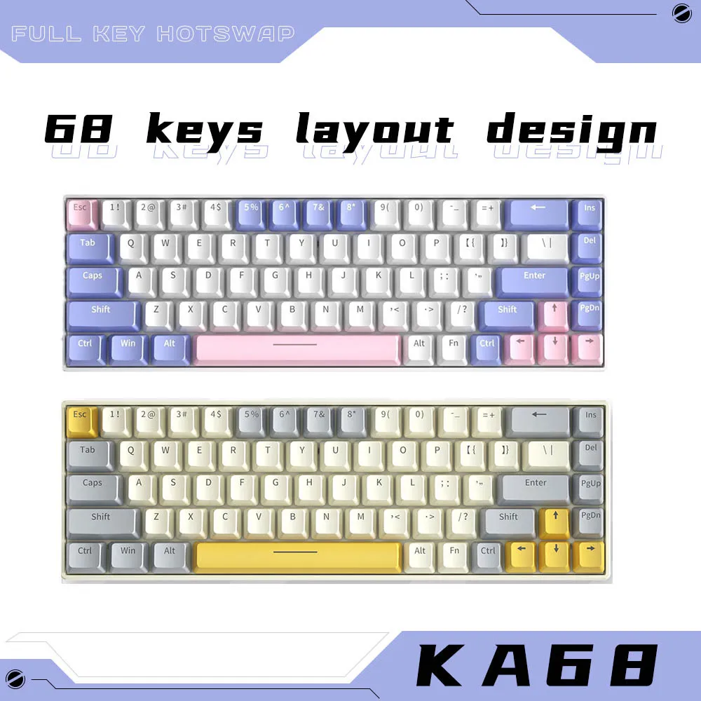 

Механическая Проводная клавиатура Ka68, Usb-клавиатура с одним режимом, Rgb-подсветка, Игровая клавиатура для игроков, подарок