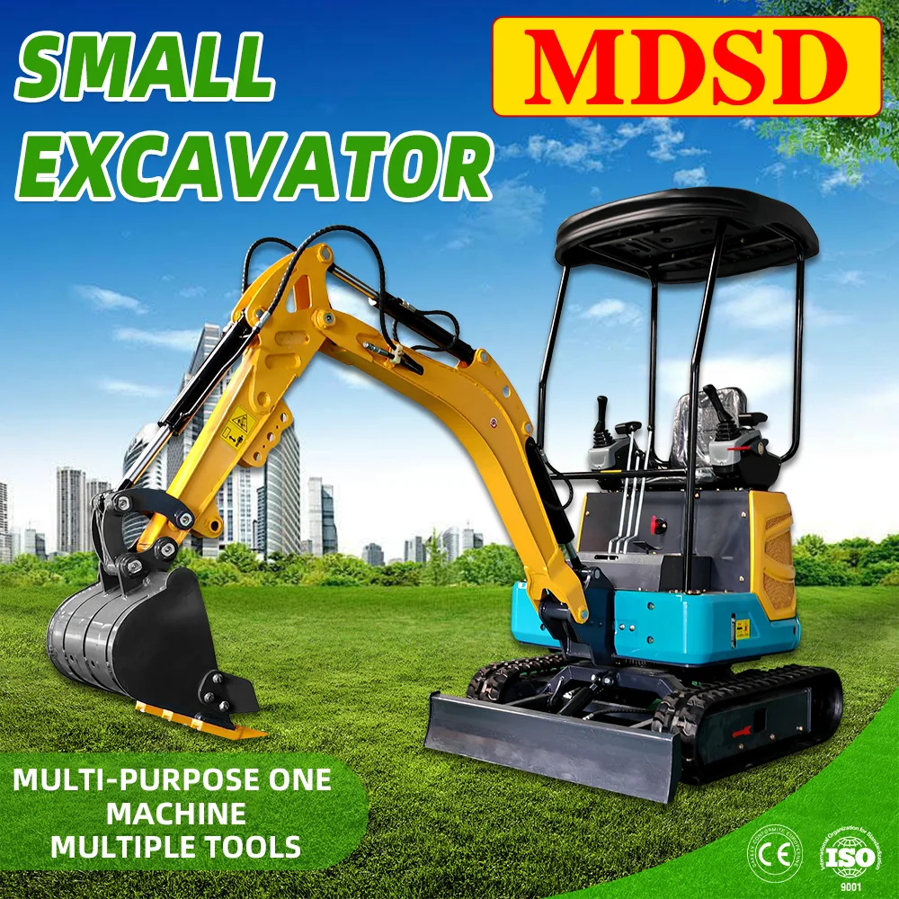 Miniescavadeira 1.5 Ton EPA CE Euro 5 Escavadeira pequena 1.8 Ton Farm Garden Mini Escavadeira de esteira com preço baixo Envio DDP
