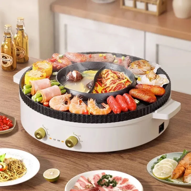 Multifunctional Hot Pot Bbq Cooker Electric Ramen Instant Noodle Soup Chinese Hot Pot Grill Food Warmer Fondue Chinoise Cookware