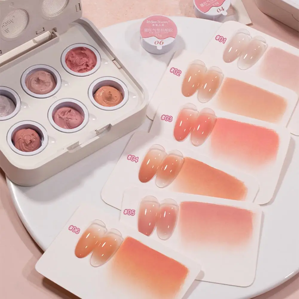 

﻿ Six-grid Cushion Patting Gel Cushion Patted Nail Gel Polish Gradient Nude Blush DIY Manicure Art Gel For Salon Home Nail O3T0