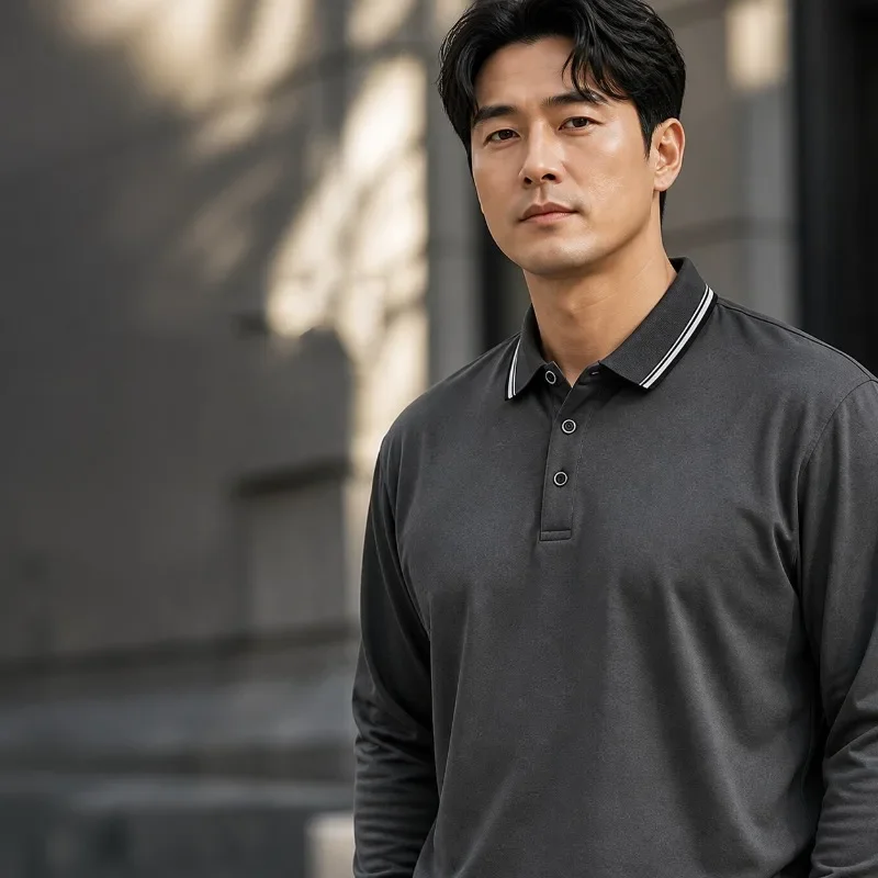 Übergrößen Herren Langarm Poloshirts Herbst Winter Polos 5XL 6XL 7XL 100-175kg Lose Übergroße Oberteile Große Größen Herrenbekleidung 3XL – Detail 5