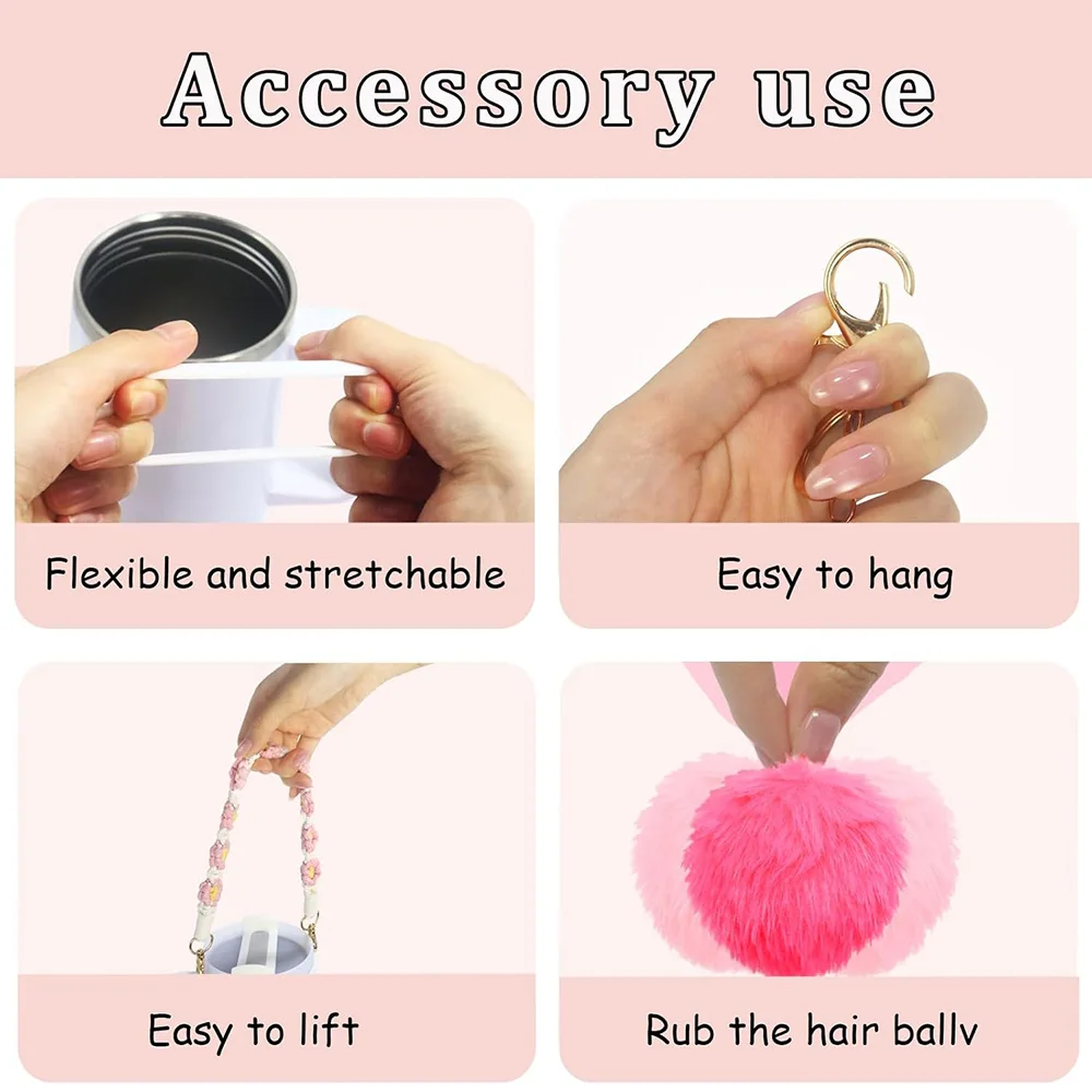 11PCS Cup Accessories for Stanley 30oz 40oz Tumbler Cup,Including Flower Straw Cover Topper Water Bottle Handle Strap,Boot