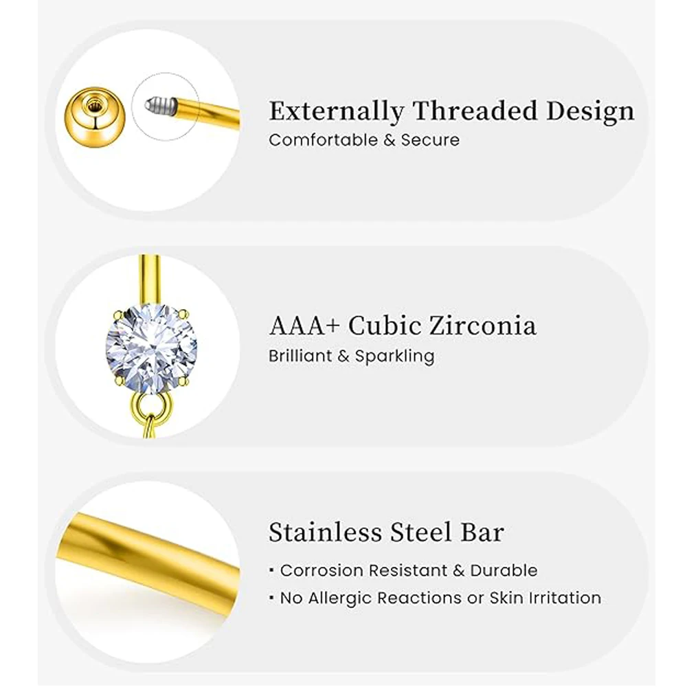 6pcs/lot Reversed Bar Fake Pearl Belly Button Rings Sets Butterfly Dangled Curved Zircon Belly Navel Piercing Nombril Ombligo