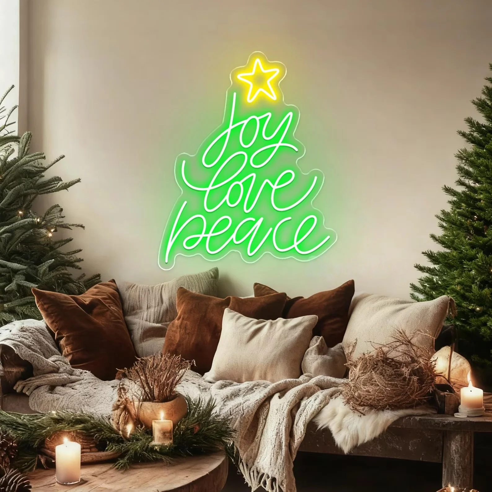 Lighting Decoration Ideas For Home - Неоновая вывеска «Радость, любовь, мир», светодиодная