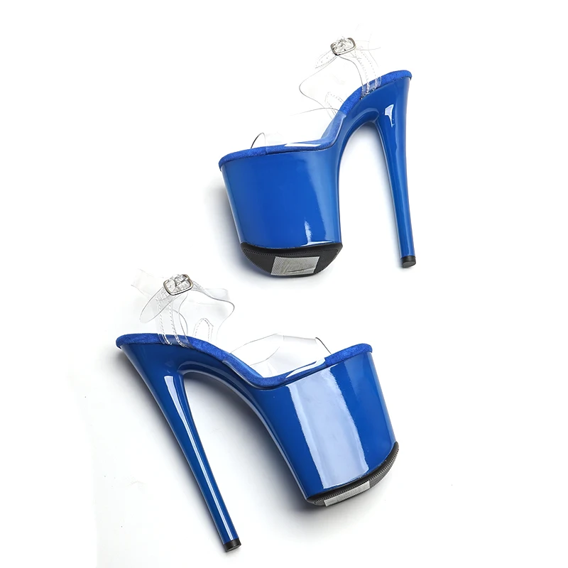 Leecabe 20cm/ 8inches PVC Upper Trend Fashion Open tToe High Heel Platform Ankle Strap Sandals Pole Dance Shoes