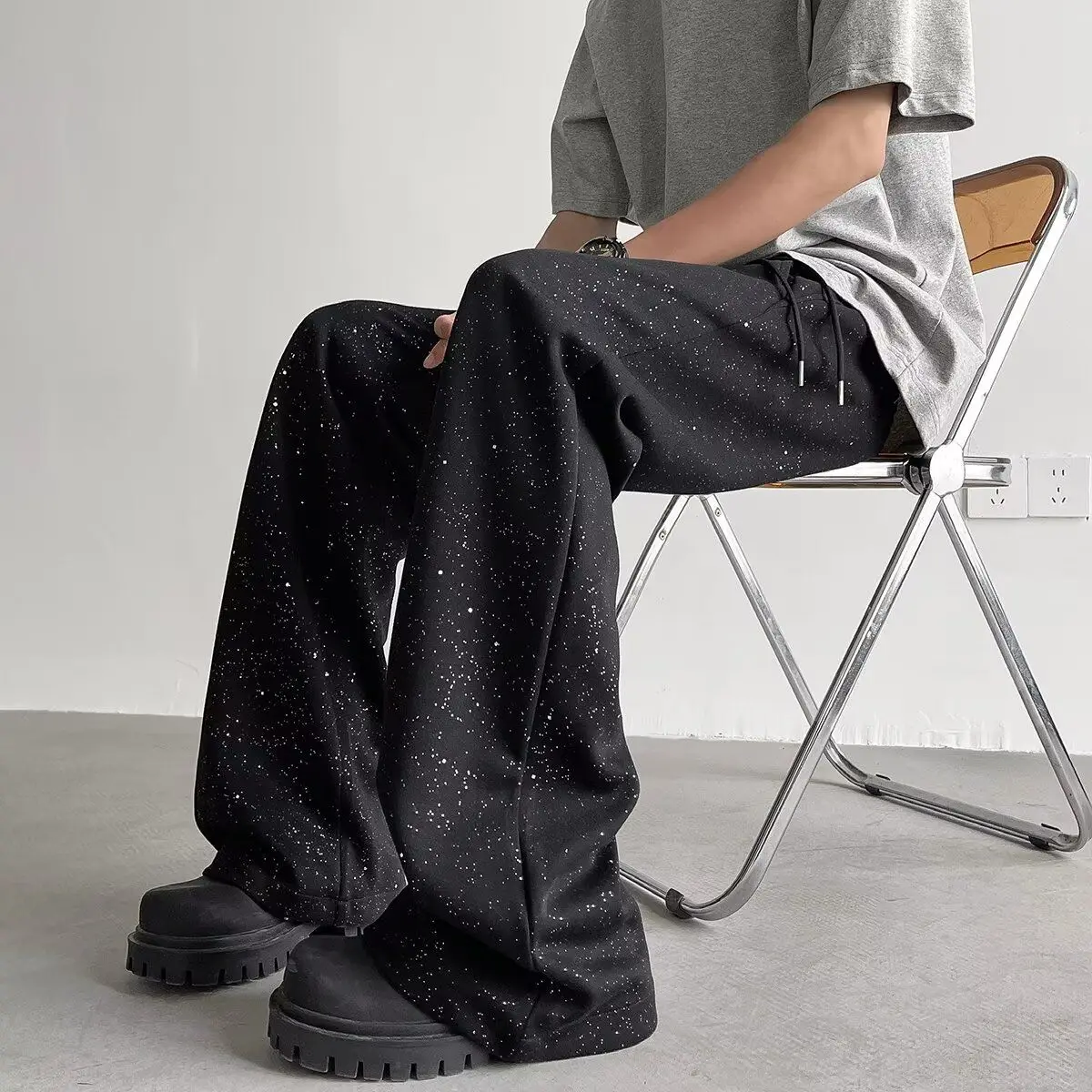 

Loose Wide Leg Work Suit Trousers for Men Fashion Fabric Clothes Offer Stylish Wear Elegant High Quality New In Man Suits Pants