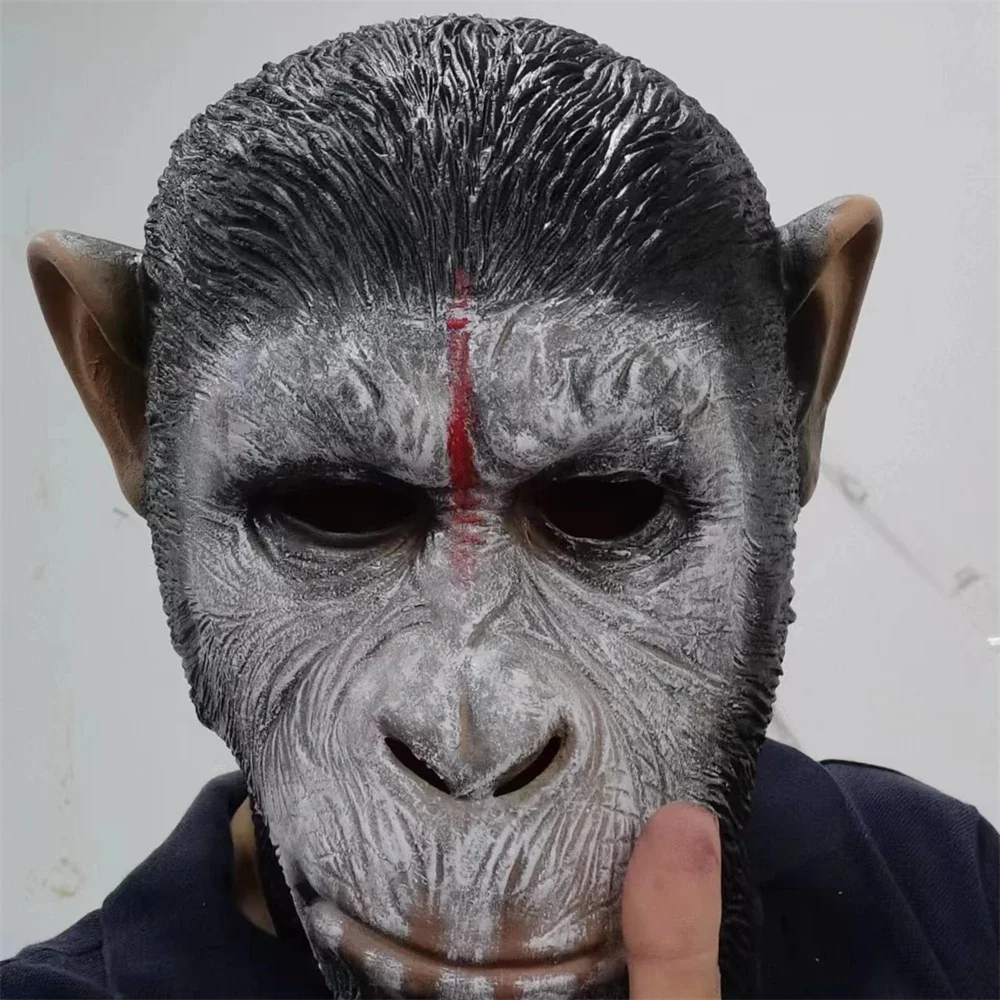 Chimpanzee Caesar Mask Ape Leader Cosplay Latex Masks Realistic Animal Monkey Gorilla Head Cover For Halloween Carnival Party