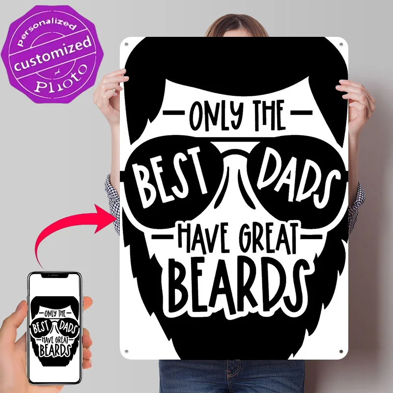 Funny Dad Beard Quote 3D Texture Printed Poster Custom Vintage Metal Tin Plate Sign for Wall Art Modern Home Decoration Room