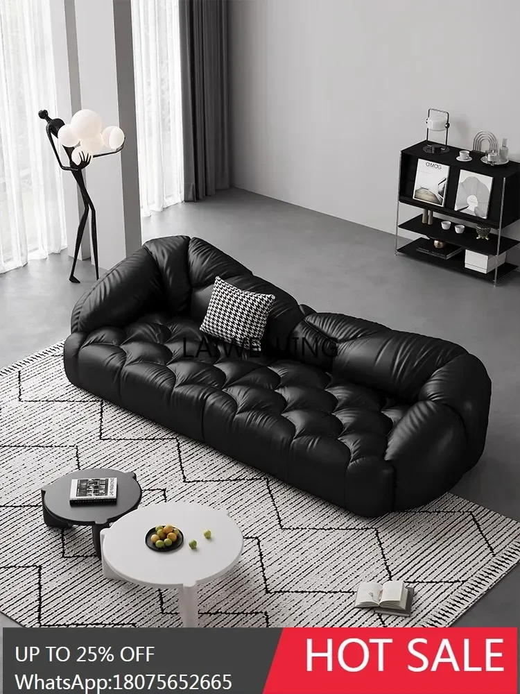 SGF living room sofa minimalist leather straight row special-shaped medieval Fengyun arc sofa