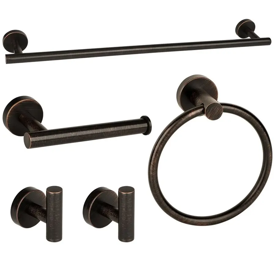

Rubbed Bronze Bathroom Hardware Accessories Set 5 Piece, Stainless Steel Towel Bar Set 24 Inch,Toilet Paper Holder,Towel Ring Ho