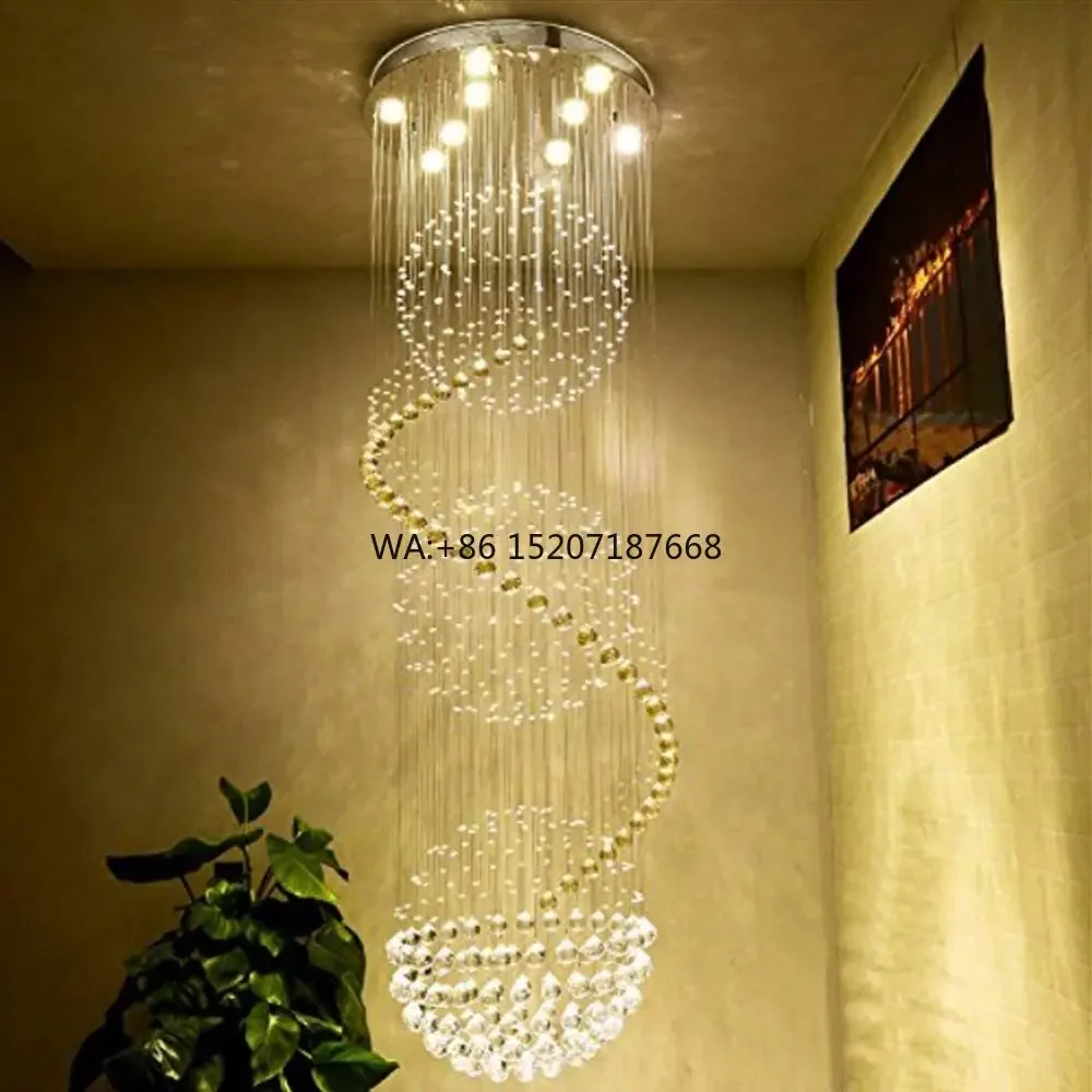 Villa Duplex Hanging Wire Crystal  Luxury Crystal  Apartment Loft Staircase Long