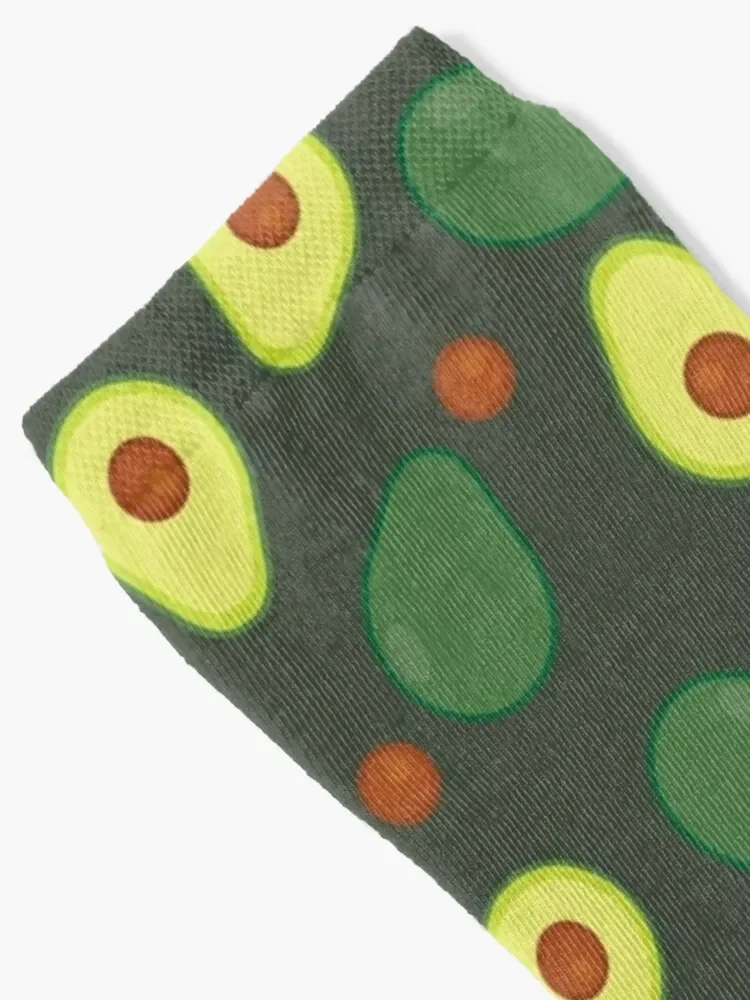 Olive Green and Yellow Avocado Food Pattern Socks christmas gift Argentina shoes hiphop Ladies Socks Men's