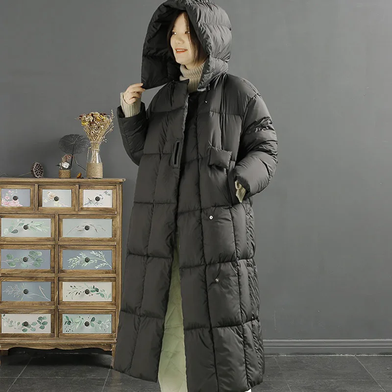 2025 New Fashion High Quality Warm Hooded Winter White Duck Down Women Down Jacket Literary Artistic Revival Women's Down Jacket - Image 5