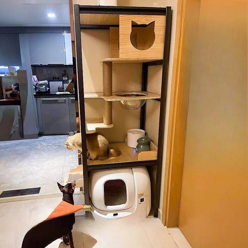 

Indoor household solid wood cat climbing frame multi-layer pine cat house space capsule