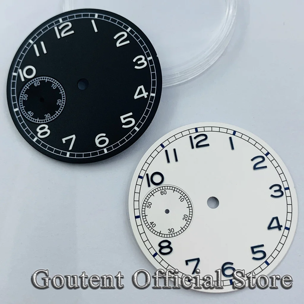 Goutent 37mm sterylna czarna biała niebieska tarcza zegarka pasuje do części zegarka z mechanizmem ETA 6497 ST36 — zdjęcie 3