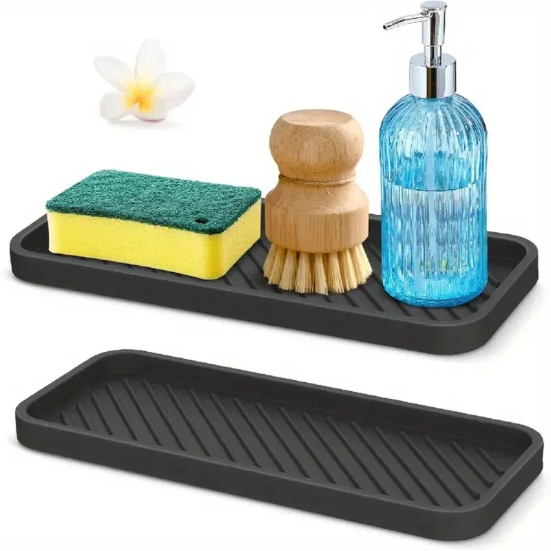 1 Silicone Sink Splash Guard And Soap Holder - Multifunctional Kitchen And Bathroom Accessory, Made Of Durable Plastic view 2