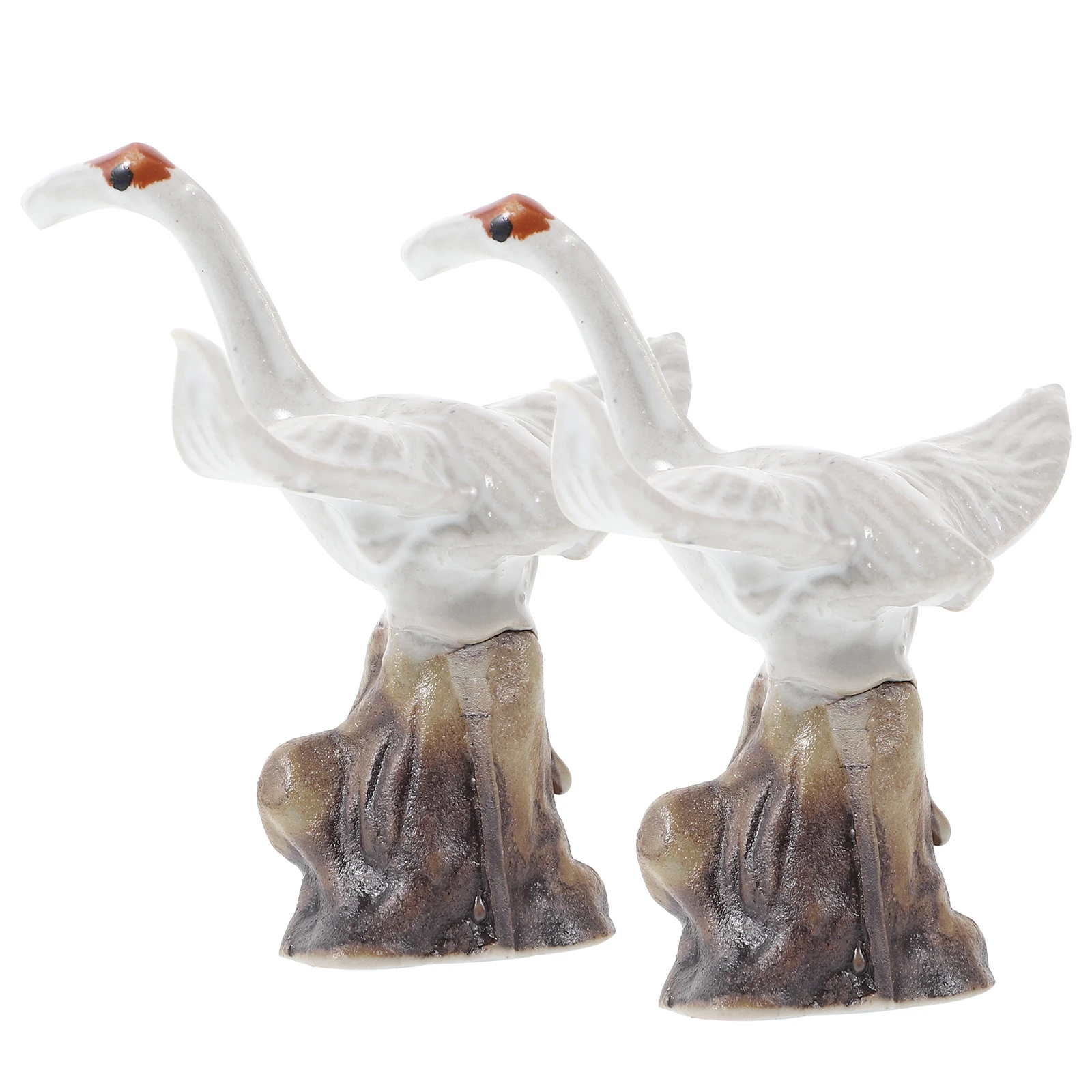 

2pcs Ceramic Bonsai Decorative Ornaments Landscape Accessories Shelter Rockery Decor Crane Decor For Aquarium Rockery For Fish