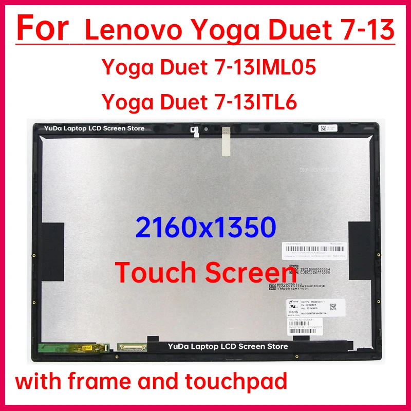 13 Inch Touch Screen For Lenovo Yoga Duet 7 13IML05 Yoga Duet 7 13ITL6 Yoga Duet 7-13 LCD Display Digitizer Assembly Replacement