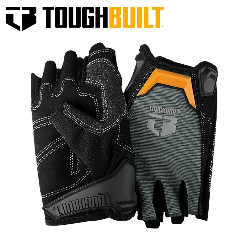 TOUGHBUILT TB-G06-L Fiber Wear-Resisting Half Finger Work Home Outdoor Construction Site Gloves Hand Protection Tool