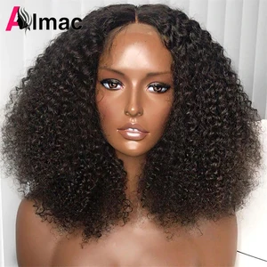 Perucas de Cabelo Afro Kinky Curly para Mulheres, Densidade 250%, Peruca Parte T com Renda Transparente, Cabelo Indiano Remy, Peruca Frontal 13x4, 4x1 10 principais vendas malha indiana - №10