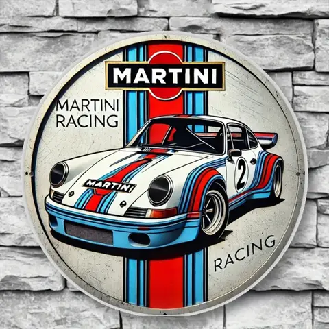 Metallskylt med Martini Racing-tema för rumsdekoration - Slitstark foliegraverad väggkonst - För sovrums- och heminredningsälskare 10 best sales dekorativ plakett - №9