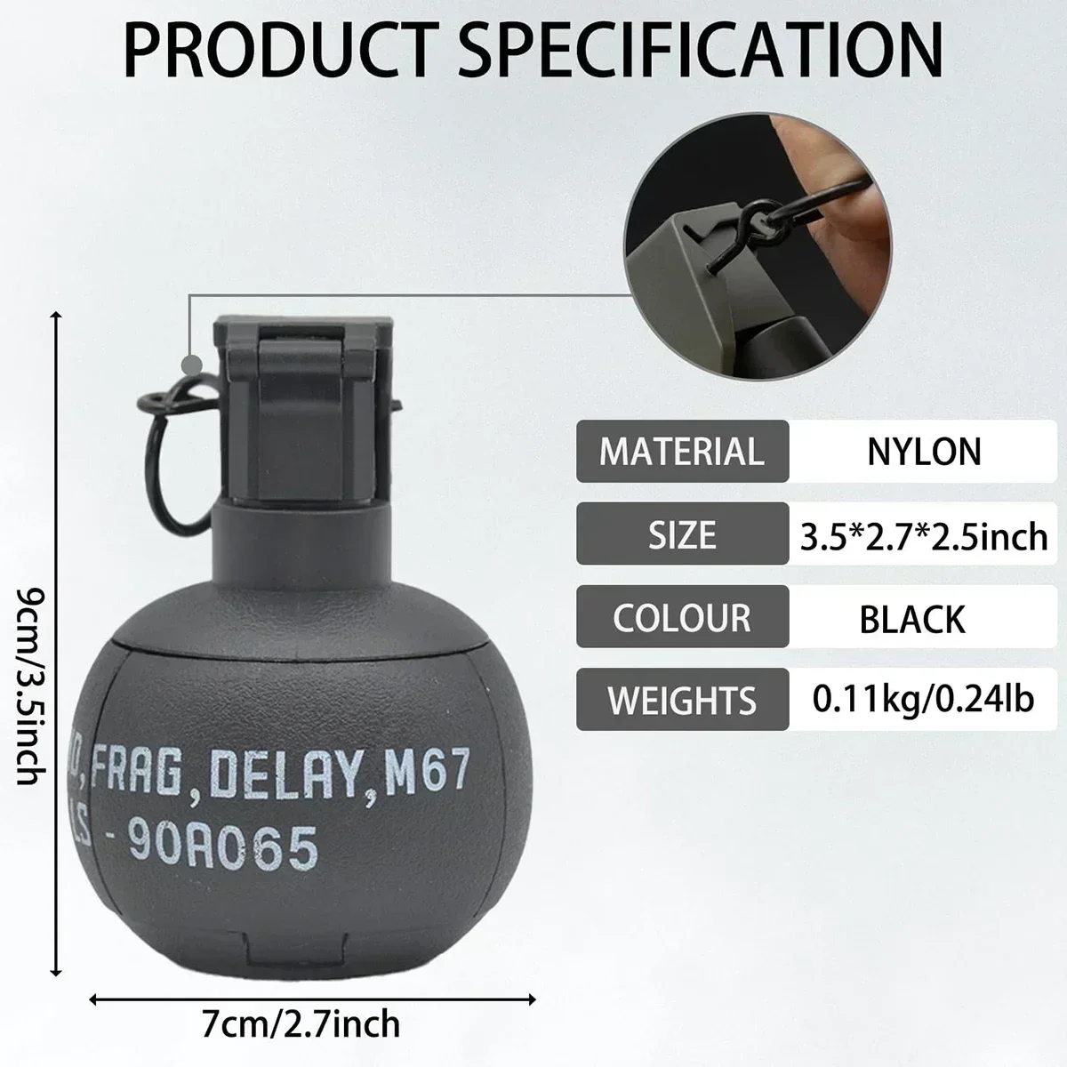 BM67 Hand Grenade Explosion Grenade Smoke Toy 1/3PCS, Nylon Grenade Model,for Airsoft Paintball Shooting.