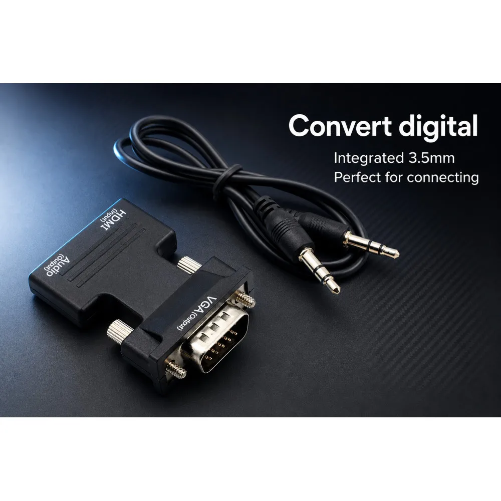 HDMI-compatible Female To VGA Male Converter with 3.5mm Audio Cable for PS4 Monitor Projector PC Laptop 1080P HD To VGA Adapter