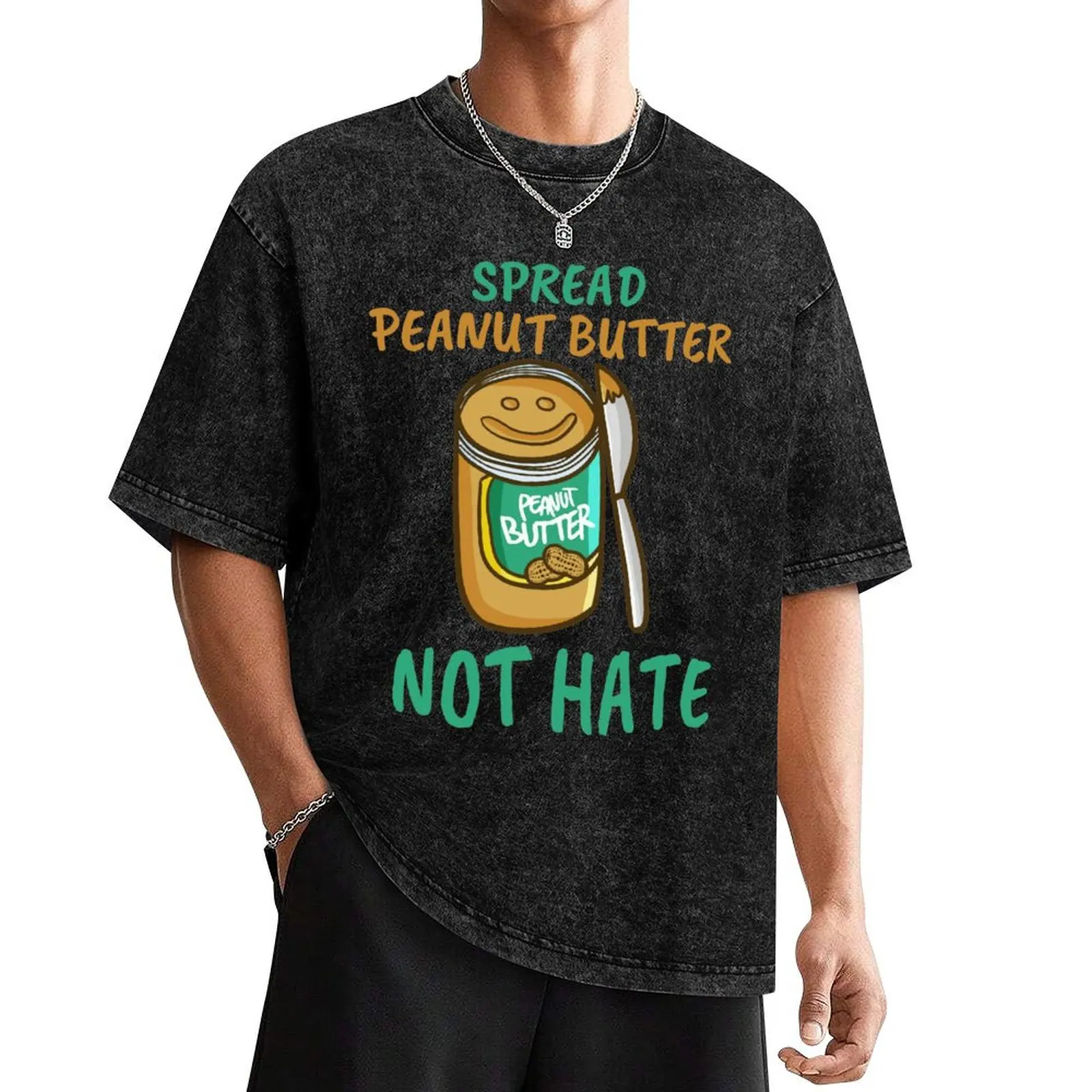 Spread Peanut Butter Not Hate - Cute Kawaii Peanut Butter Lover T-Shirt kawaii clothes animal prinfor boys Men's t-shirts